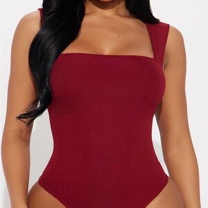 Women’s Square Neck One-Piece Swimsuit - Burgundy